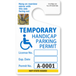 Temporary Handicapped Parking Permit Hang Tag   Blue, Numbered Pertaining To Printable Handicap Parking Permit