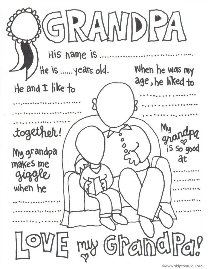 Printable Coloring Father And Grandpaw Day Card