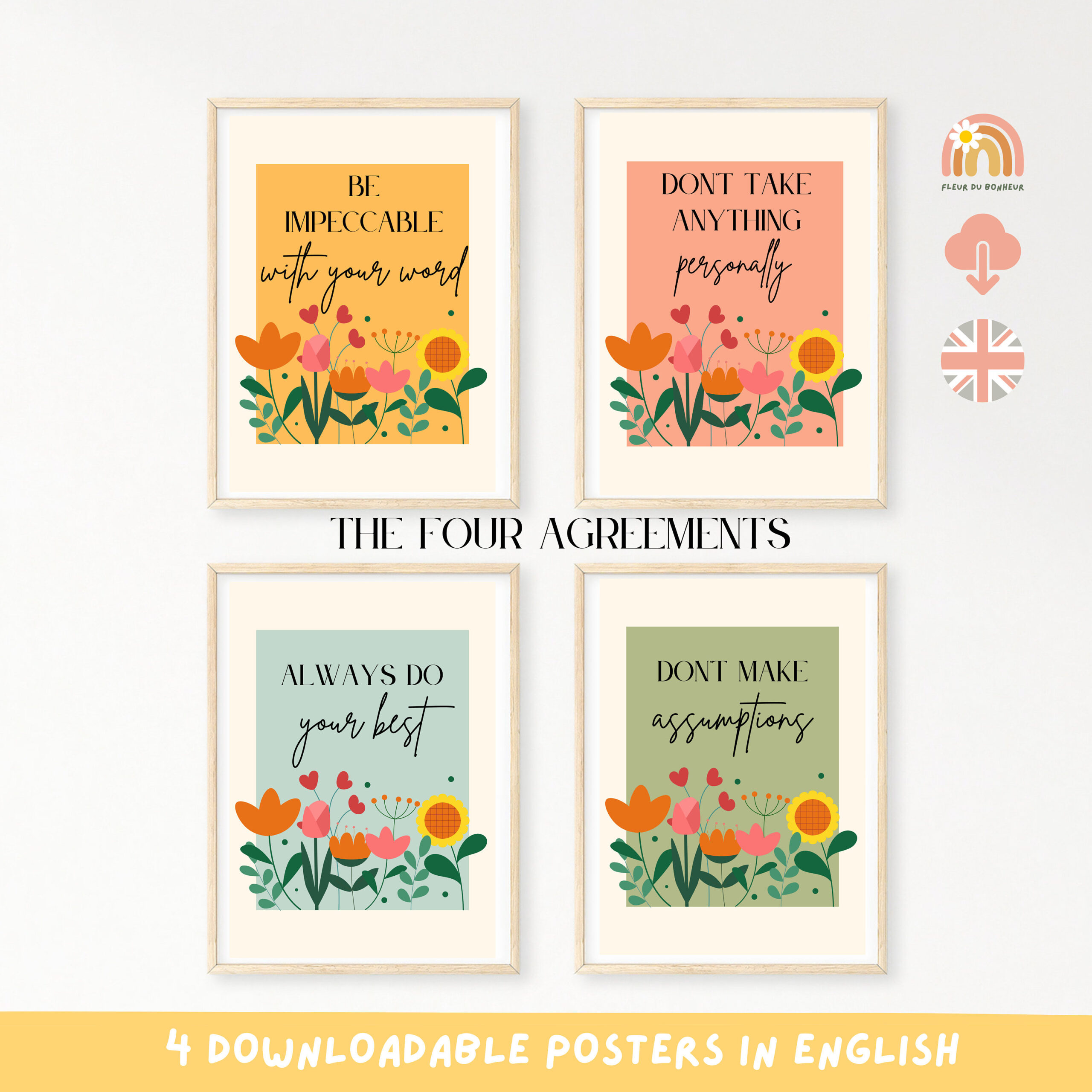 The Four Toltec Agreements In English Poster Of The 4 Agreements pertaining to The Four Agreements Free Printable Poster