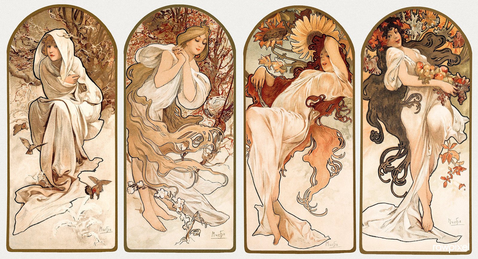 The Seasons (1897)Alphonse Maria Mucha. Original From … | Flickr within Alphonso Muchafree Downoads Prints Printable Free