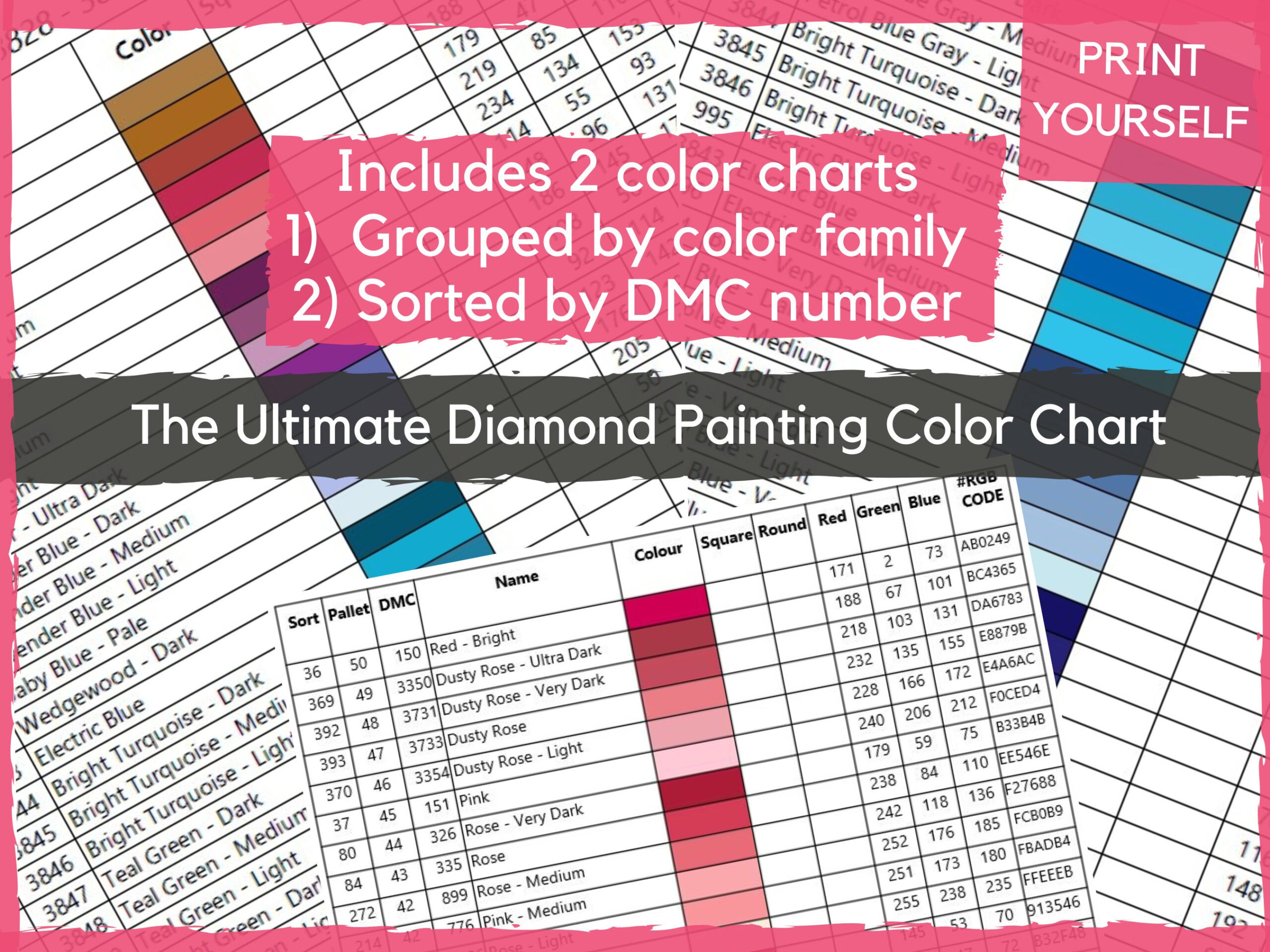 The Ultimate Dmc Colour Chart For Diamond Painting Sorted inside Printable Diamond Art Club Dmc List