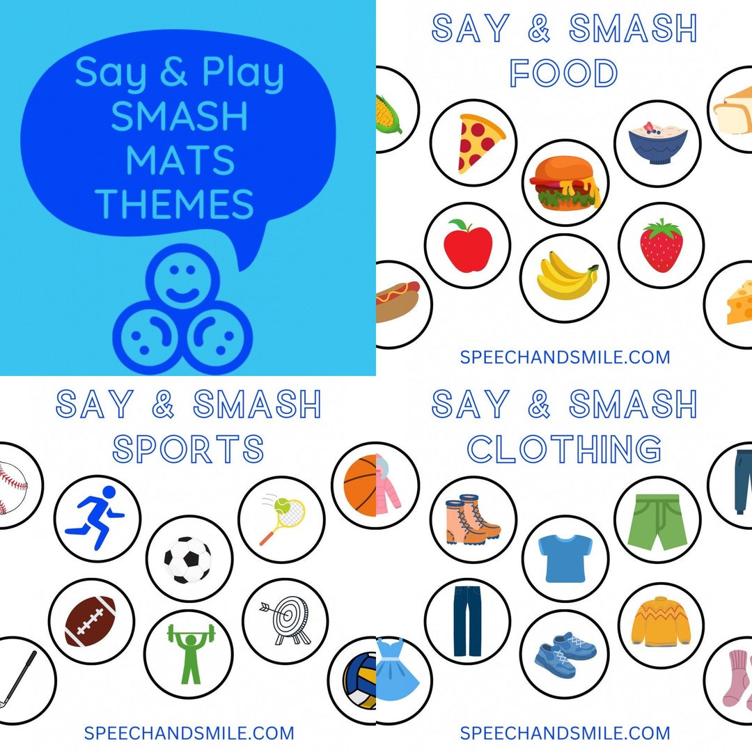 Theme Smash Mats 5 Themes Play Dough Smash Mat-Speech for Summer Speech Therapy Splat Mat Printable