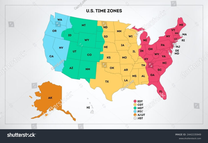 Printable Time Zone Map