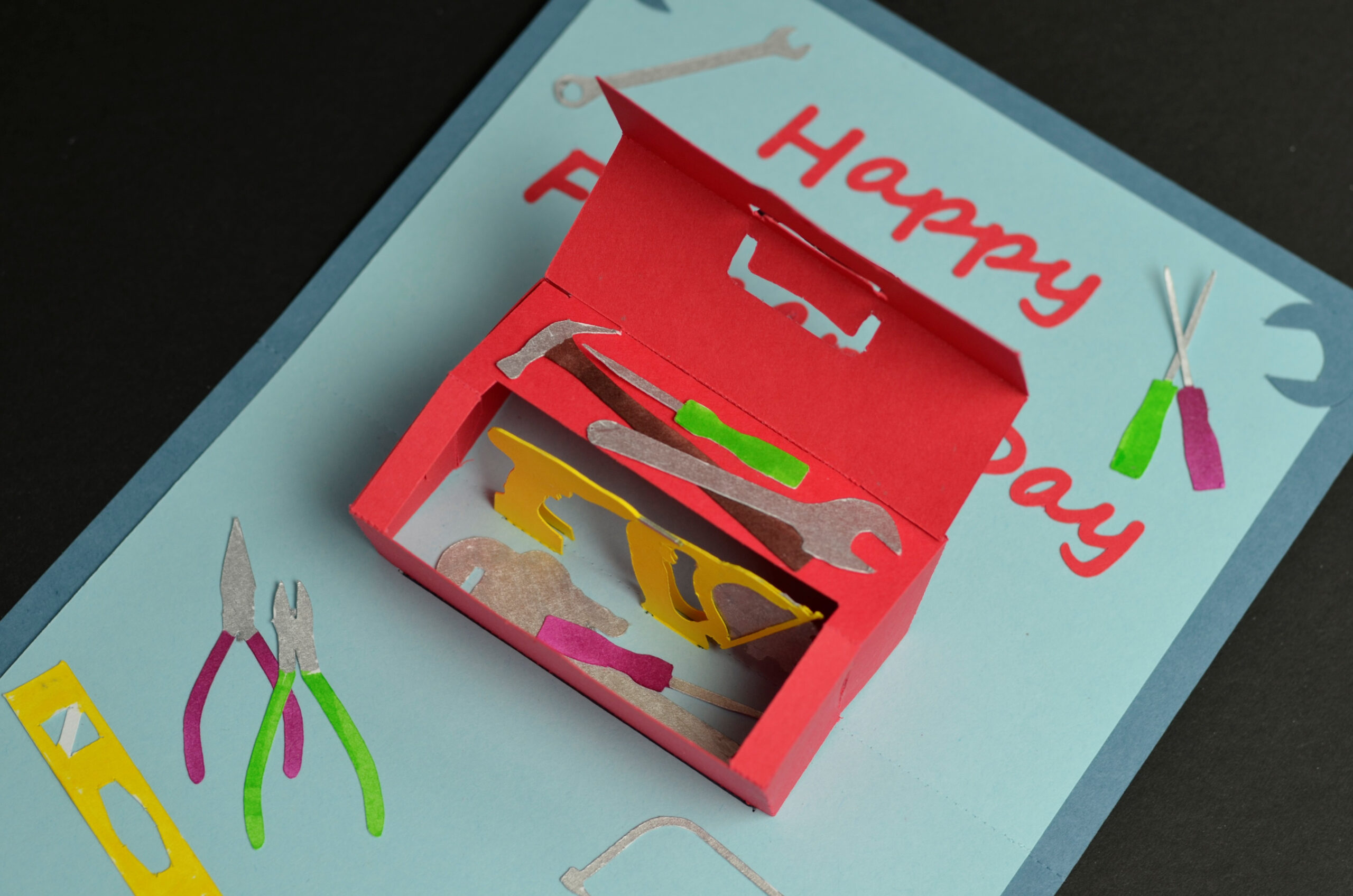 Toolbox Pop Up Card Template - Creative Pop Up Cards with regard to Dad Birthday Printable Pop Up Card