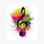 Treble Clef Colorful Paint Splatters Music Theory" Poster For Sale Pertaining To Treble Clef Colorful Printable