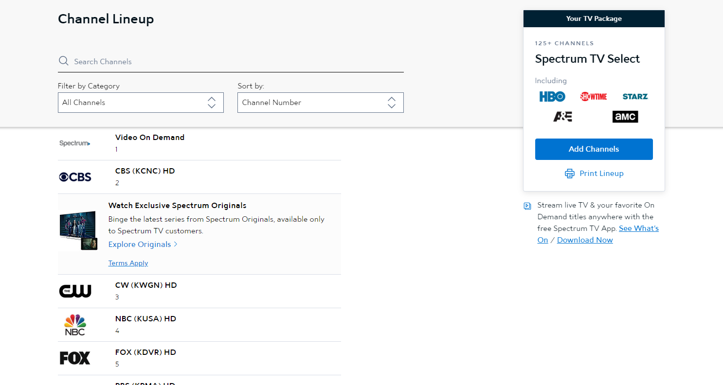 Tv Channel Lineup | Spectrum Support with Printable Spectrum Tv Packages Channel List