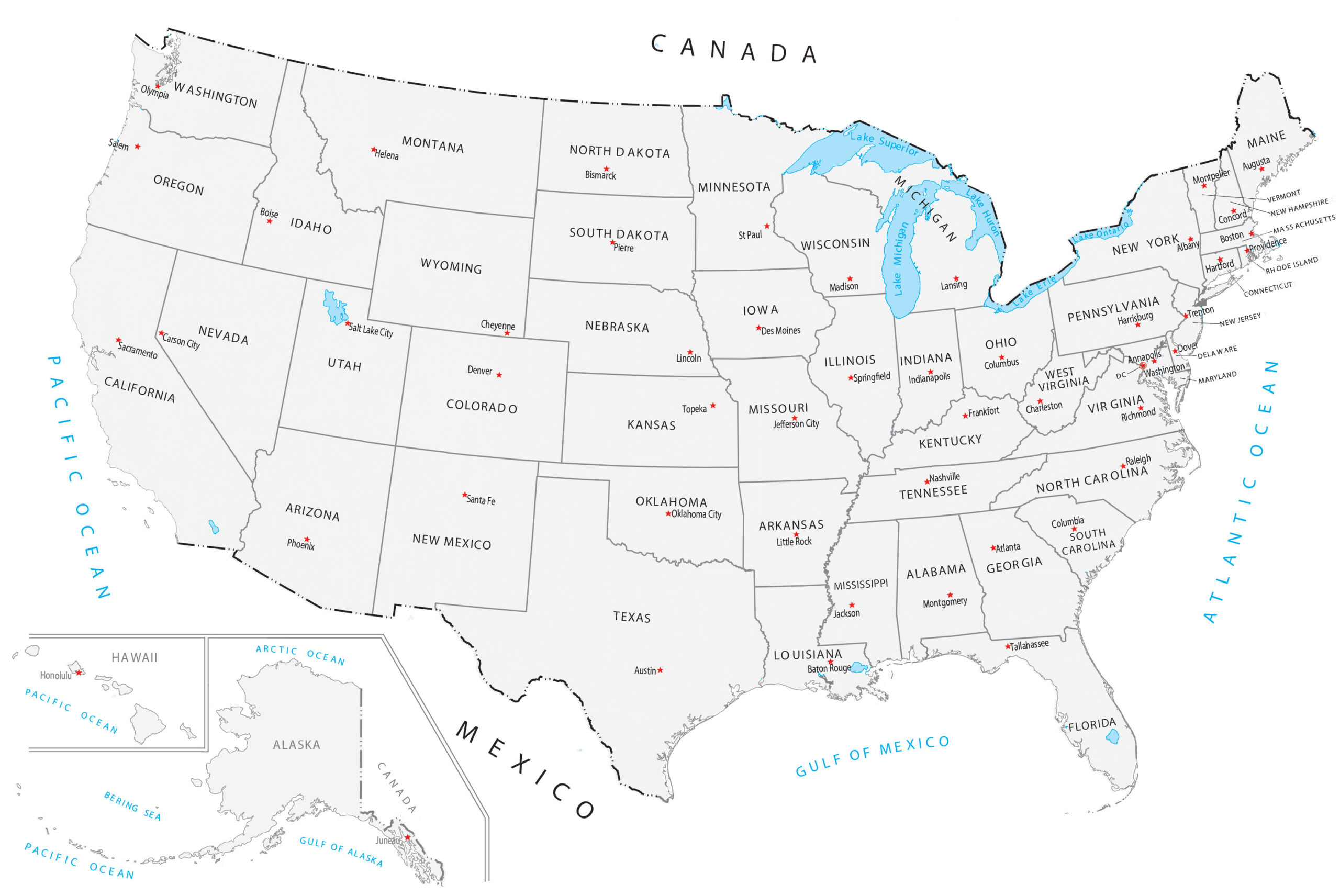 United States Map With Capitals - Gis Geography in Printable Map Of The United States And Capitals