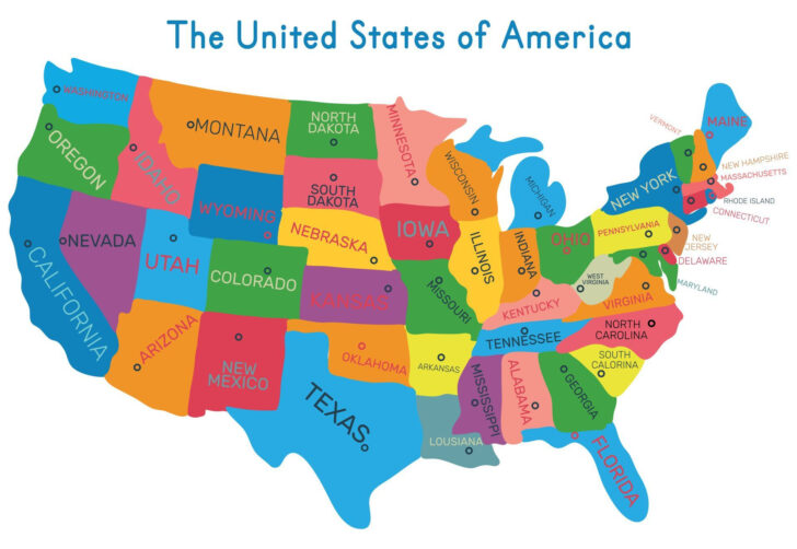 Map of USA Printable Free