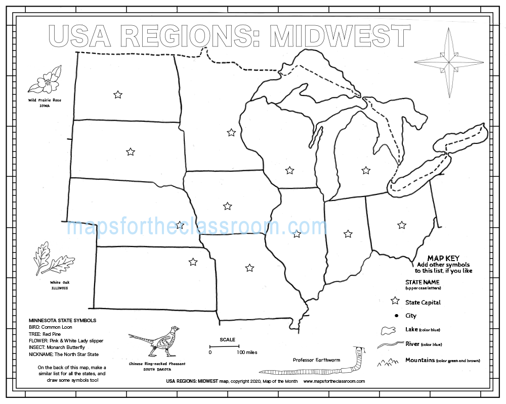 Usa Regions – Midwest for Printable United States Midwest