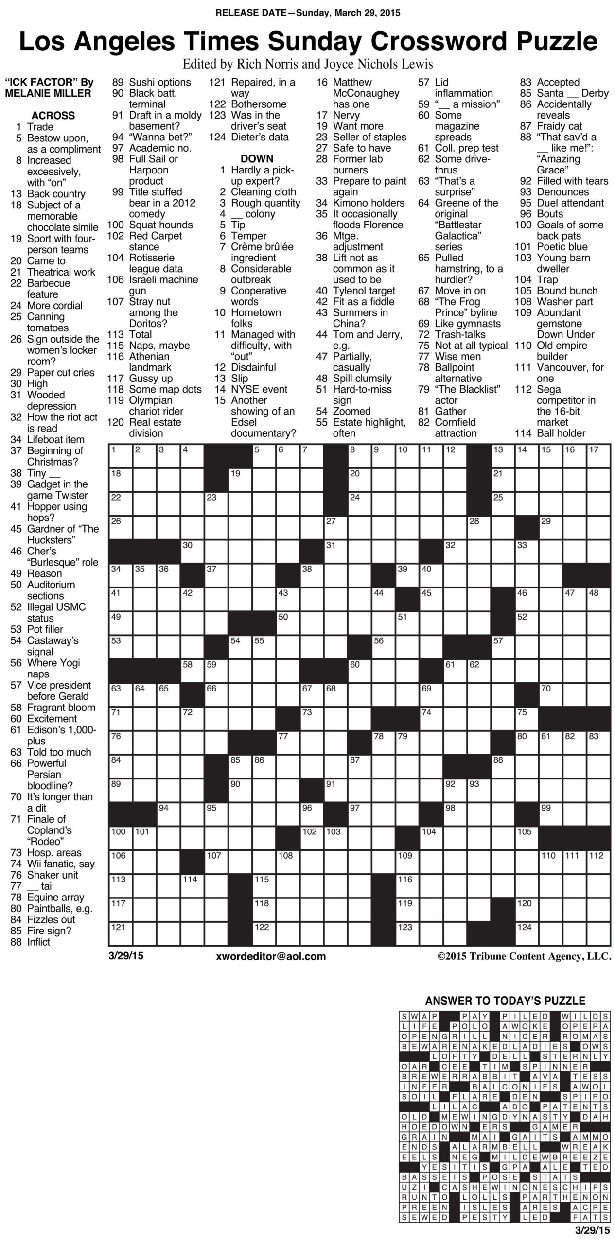 Usa Today Printable Crossword Puzzles 2015 - Printable Crossword in Free Daily Crossword Printable