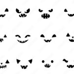 Vector Set With Carved Halloween Pumpkin Faces Templates In Black Inside Halloween Pumpkin Faces Printable