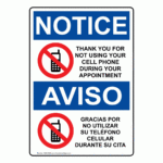 Vertical No Cell Phone During Appointment Bilingual Sign   Osha Notice With Spanish Do Not Use Sign Printable