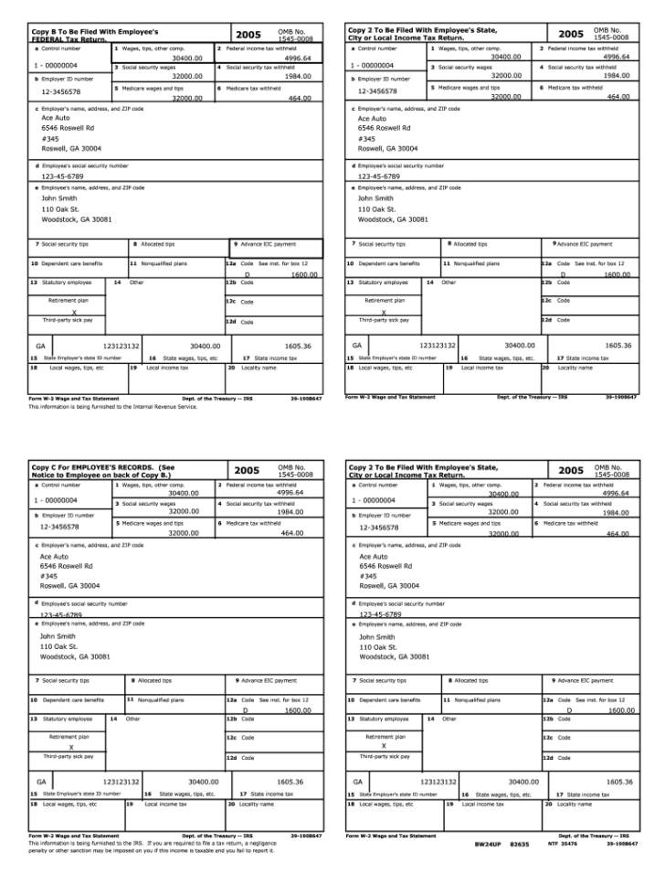 W 2 Form Printable