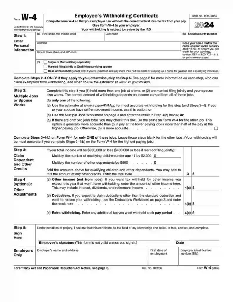 W2 Vs W4 (Irs Form): What&amp;#039;S The Difference And How To Fill It with Printable W 4 Form