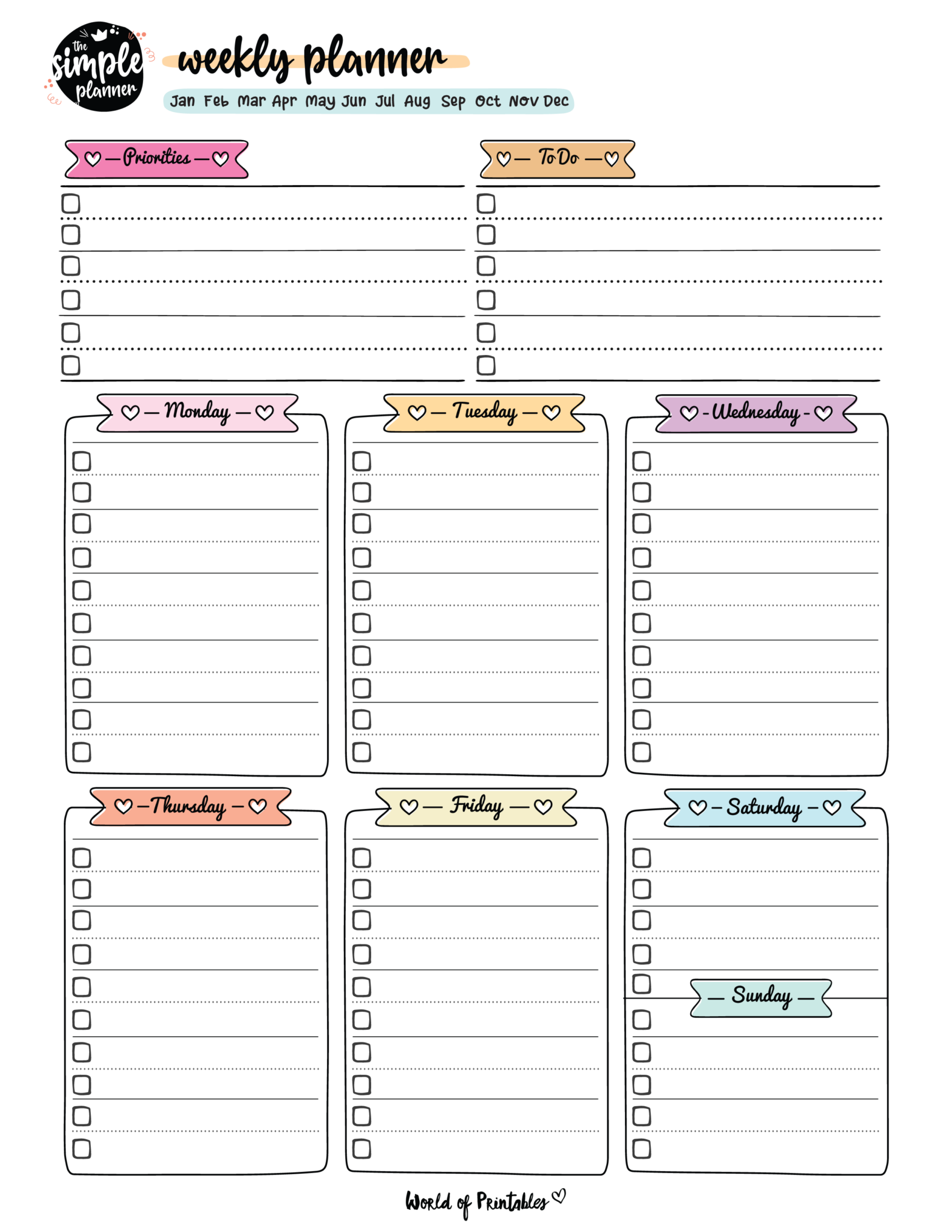 Weekly Planner Template Free Printable throughout Free Weekly Planner Printable