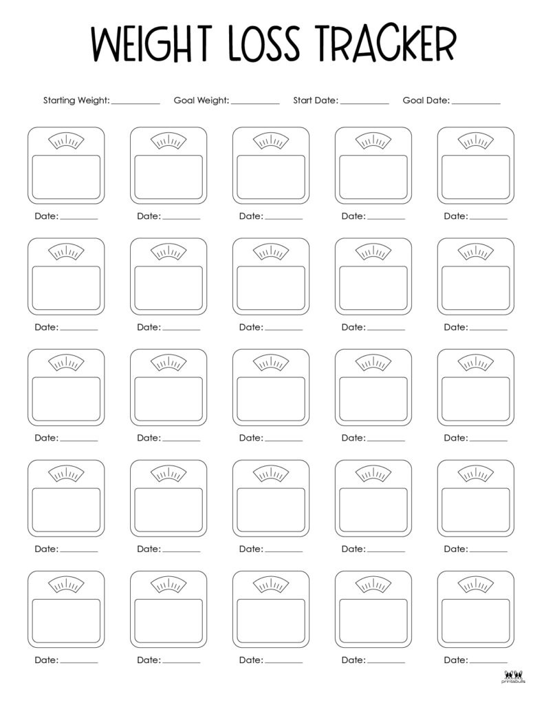 Weight Loss Trackers - 29 Free Printables | Printabulls in Weight Loss Tracker Printable