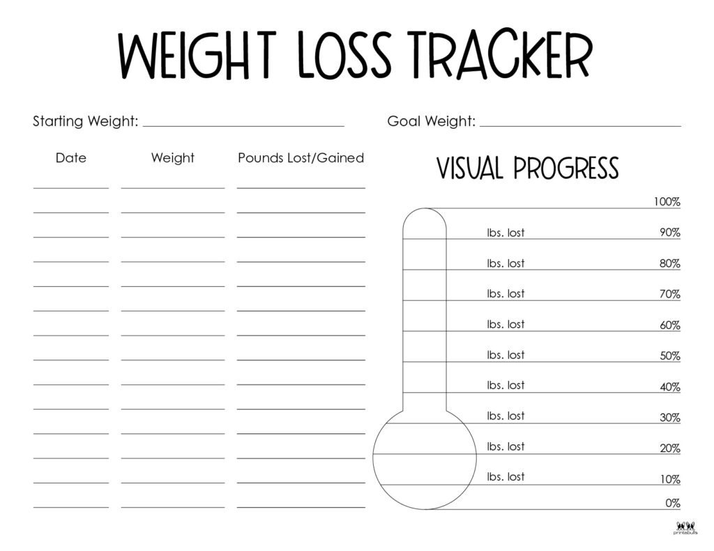 Weight Loss Trackers - 29 Free Printables | Printabulls with regard to Weight Loss Tracker Printable