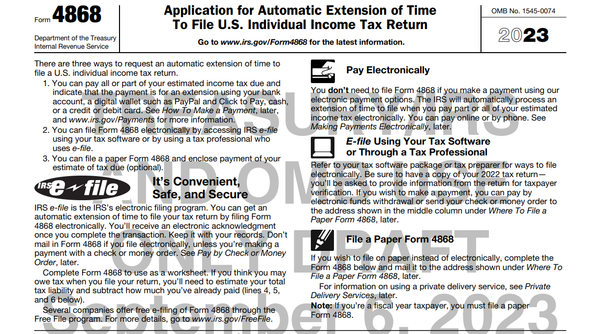 What Is Form 4868 | Irs 4868 For 2023 intended for Printable Irs Form 4868