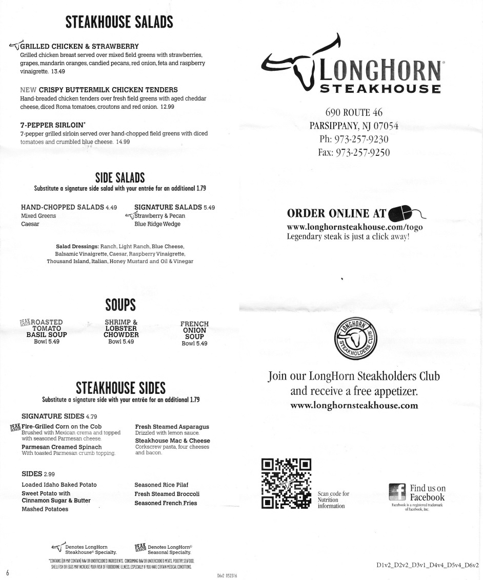 Whereisthemenu | Longhorn Steakhouse - Parsippany-Troy Hills with regard to Printable Longhorn Lunch Menu With Prices