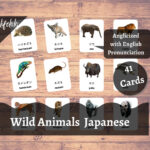 Wild Animals Japanese English Bilingual Cards, Montessori Regarding Japaneseenglish With Pronunciation Printable Free