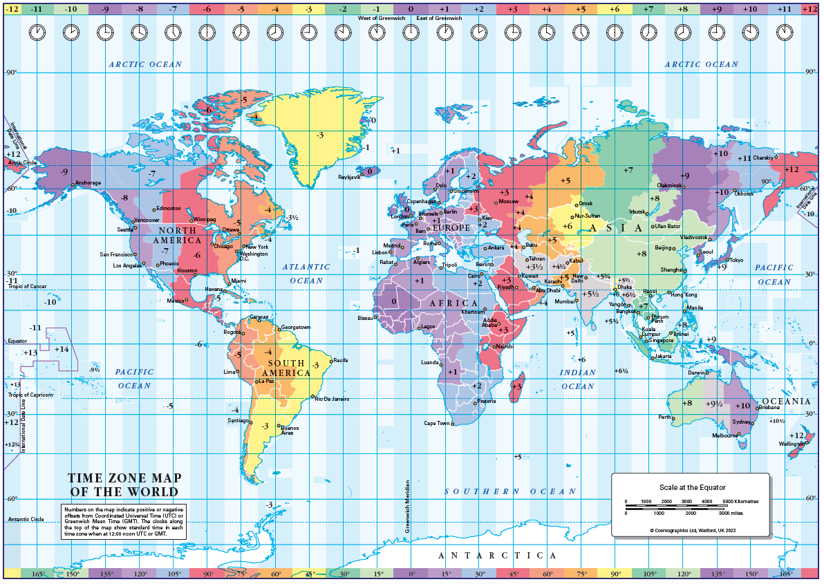 World Time Zones Map (Download) in Printable Time Zone Map